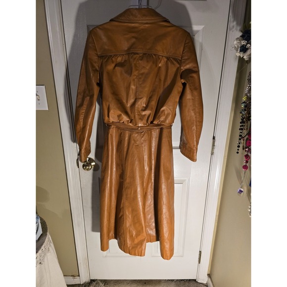 Vintage Suburban Heritage Belted Leather Trench Coat Women's Size 8 1970's Vibes - Picture 7 of 16